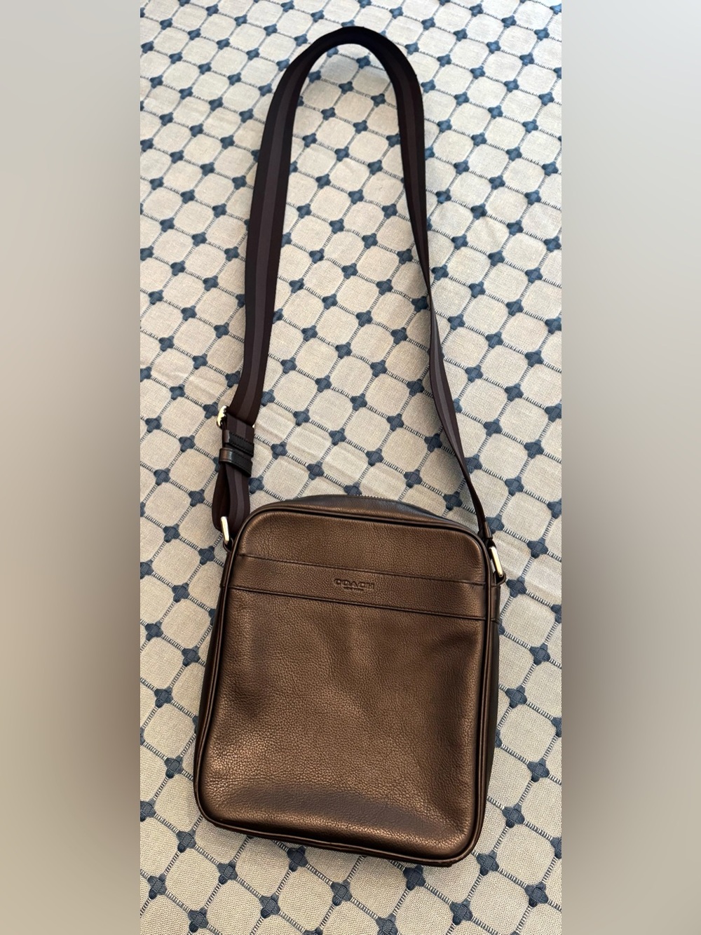 Coach Black Pebbled Leather Flight Bag Crossbody Bag for Men
